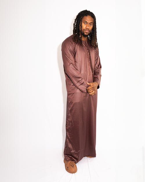 Modest Forever Clay Brown Thobe — heavyweight modest thobe (view 1)