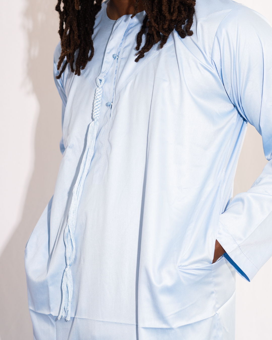 Modest Forever Sky Blue Emirate Thobe — heavyweight modest thobe (view 2)