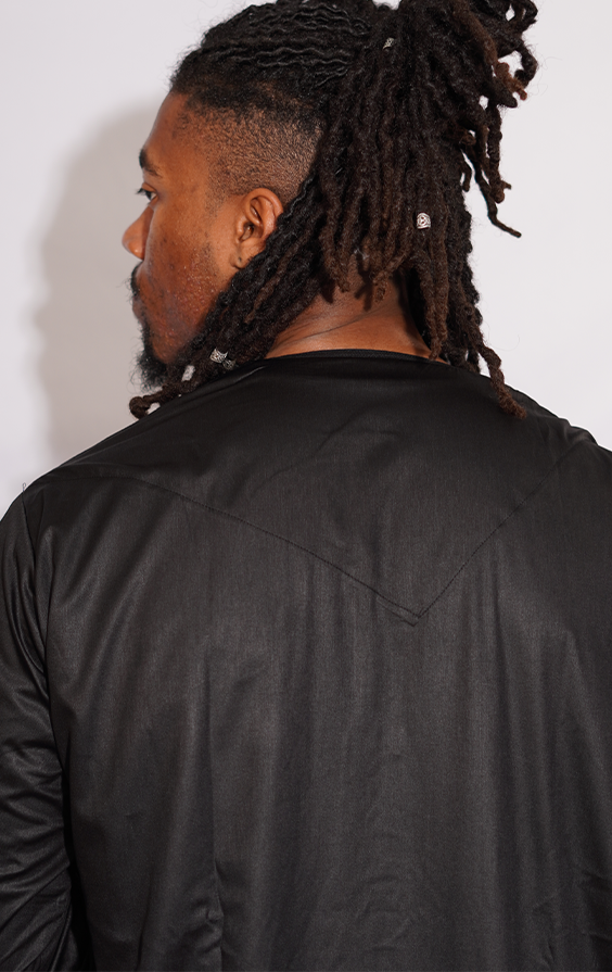 Modest Forever Midnight Black Emirati Thobe — heavyweight modest thobe (view 5)