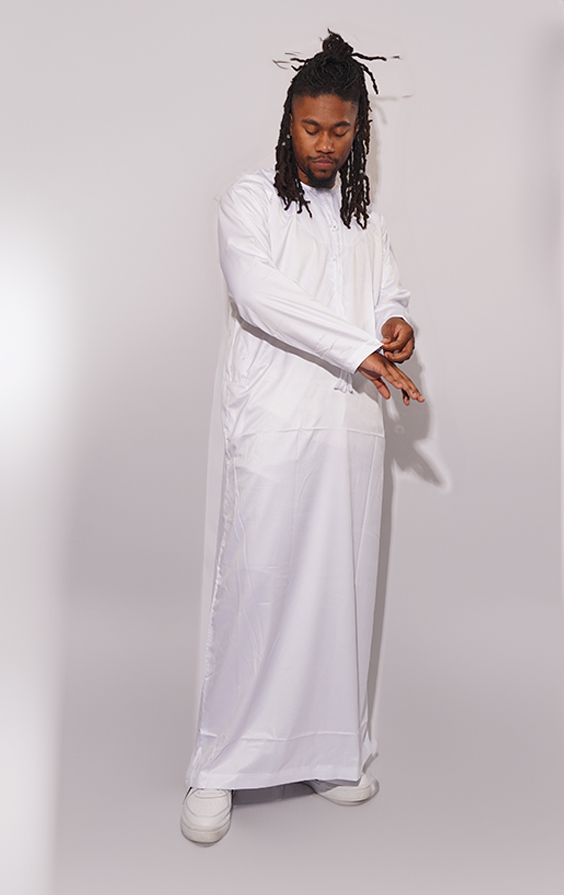 Modest Forever Pure White Thobe — heavyweight modest thobe (view 1)