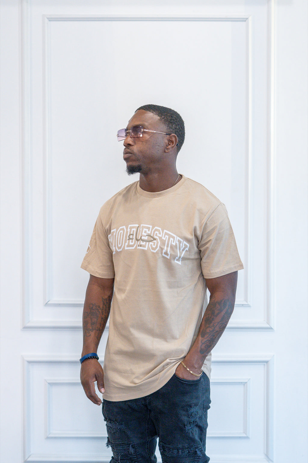 Modest Forever Modesty Tee — premium cotton tee (view 1)
