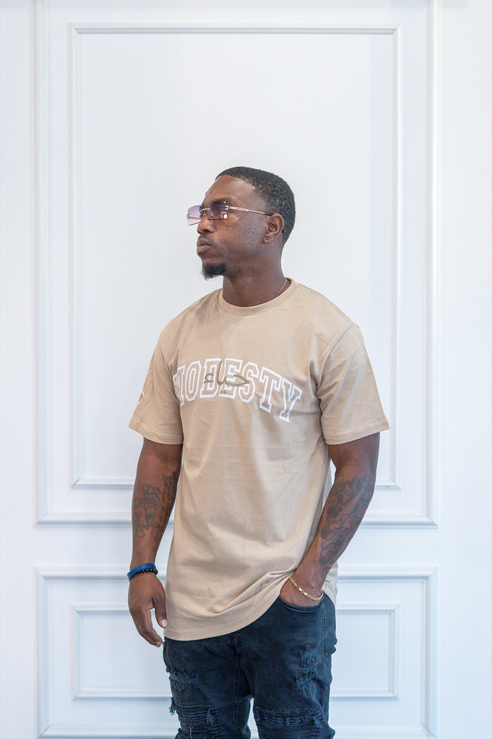 Modest Forever Modesty Tee — premium cotton tee (view 1)