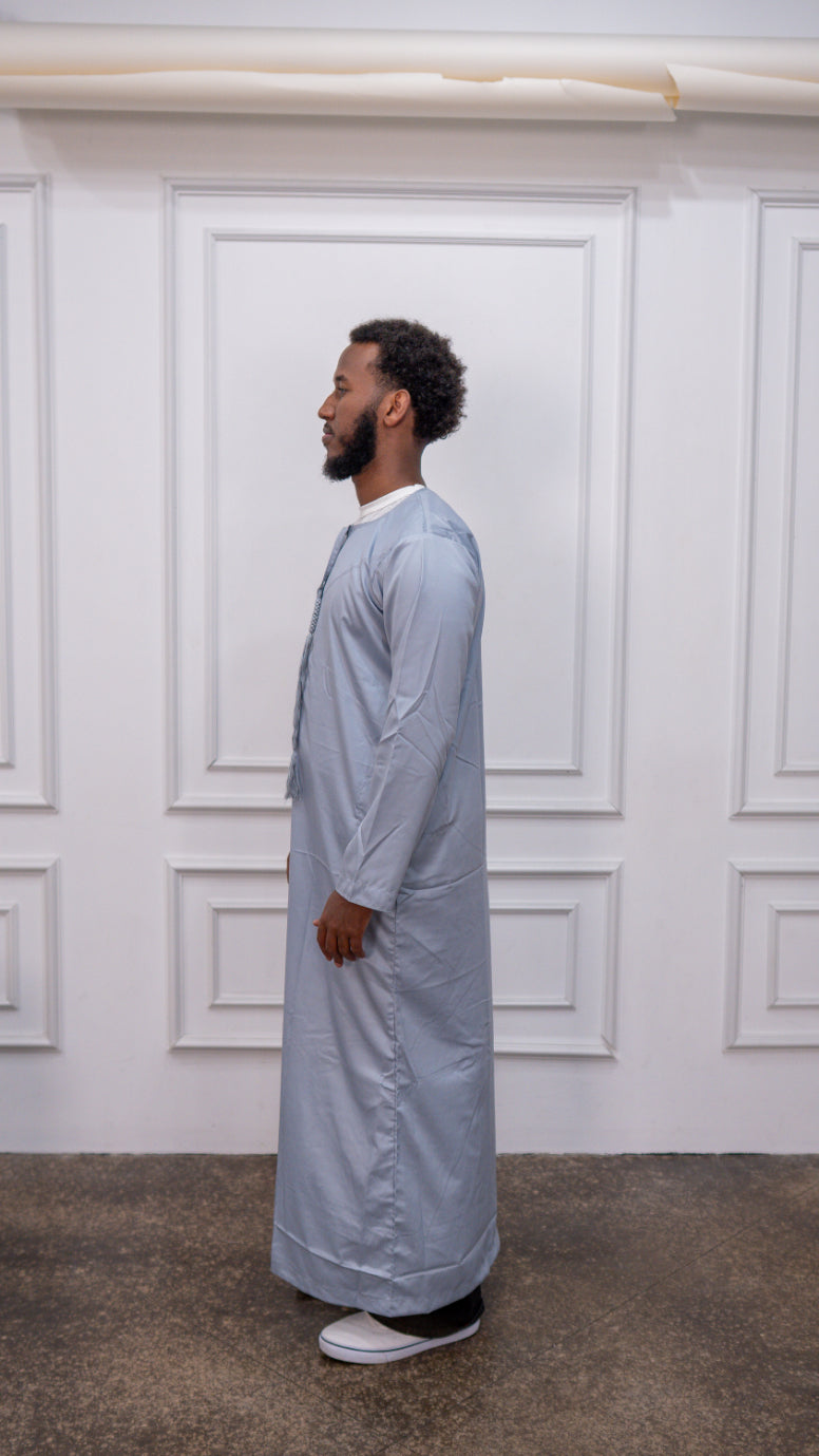 Modest Forever Grey Thobe — heavyweight modest thobe (view 2)